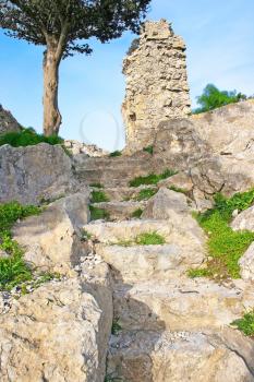 Royalty Free Photo of a Path to Kantara Castle in Northern Cyprus