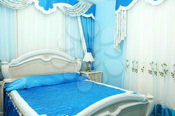 Royalty Free Photo of a Blue Bedroom