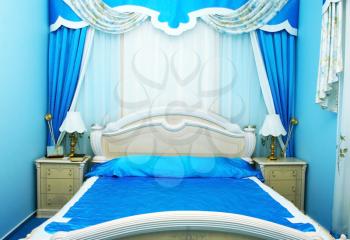 Royalty Free Photo of a Blue Bedroom