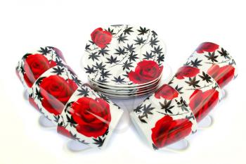 Royalty Free Photo of a Set of Floral Dishes