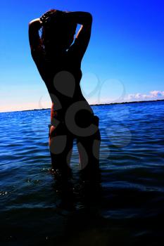 Royalty Free Photo of a Woman in the Sea
