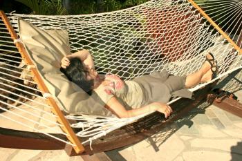 Royalty Free Photo of a Woman on a Hammock