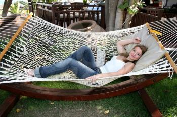 Royalty Free Photo of a Woman in a Hammock