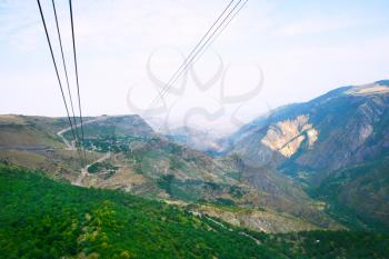 Royalty Free Photo of a View from the Wings of Tatev Cableway in Armenia