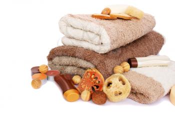 Royalty Free Photo of Towels and Soaps