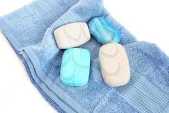 Royalty Free Photo of Soap on Towels