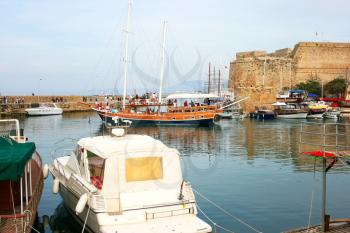 Royalty Free Photo of Boats in Kyrenia Old Port in Northern Cyprus