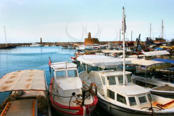 Royalty Free Photo of Boats in the Kyrenia Old Port in Northern Cyprus