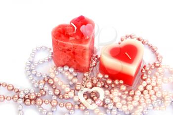 Royalty Free Photo of Candles and Pearls