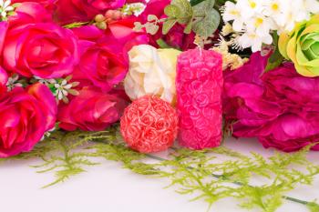 Colorful roses and candles Valentine image.