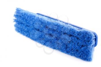 Blue broom isolated on white background.