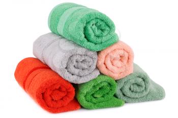 Rolled towels isolated on white background.