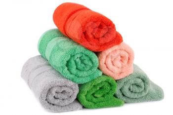 Rolled towels isolated on white background.