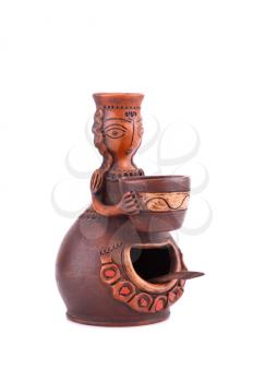 Armenian ancient doll souvenir for salt and pepper isolated on white background.