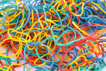 Colorful rubber bands closeup picture.