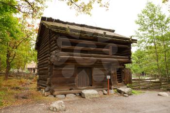 Traditional old wooden house at Skansen, the first open-air museum and zoo, located on the island Djurgarden.