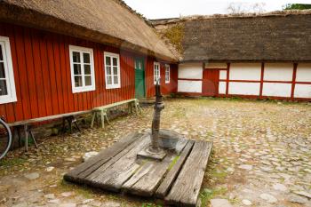 Traditional old farm at Skansen park, the first open-air museum and zoo, located on the island Djurgarden.