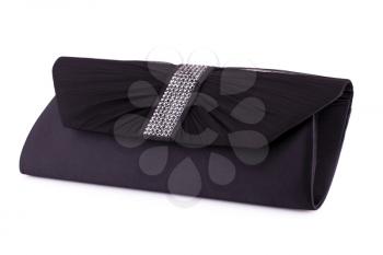 Black clutch isolated on white background.