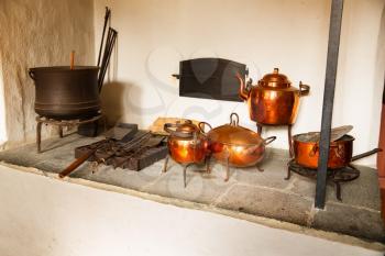 Traditional old house interior at Norsk Folkemuseum in Oslo, Norway.