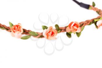 Hair rim with flowers isolated on white background.