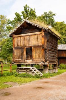 Traditional old wooden houses in Oslo, Norway.