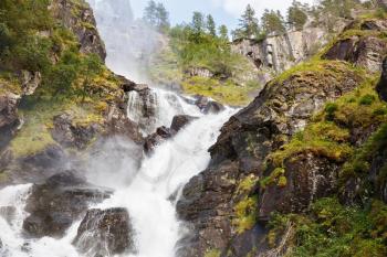 The part of Latefossen, one of the biggest waterfalls in Norway.