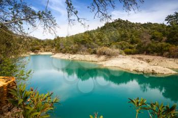 Beautiful Saittas dam with mountains in Cyprus.
