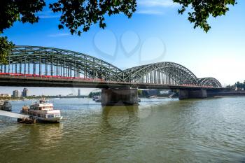 Hohenzollern bridge over the Rhine river in Cologne, Germany.