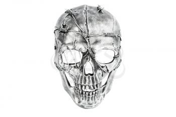 Skull mask with barbed wire isolated on a white background.