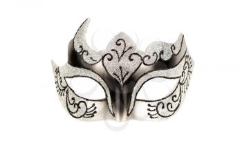 Carnival mask with gray and black ornament isolated on a white background.