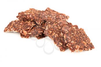 Homemade berry pastille with seeds isolated on white background.