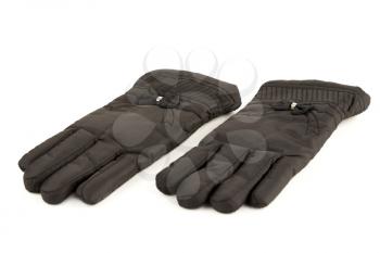 Black gloves isolated on white background.