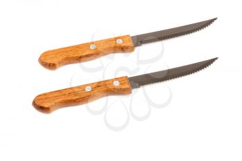Two kitchen knives isolated on white background.