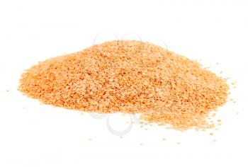 The heap of lentils isolated on white background.