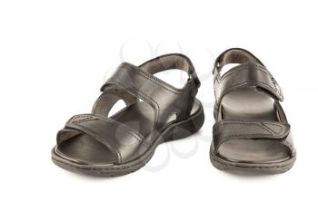The pair of man sandals isolated on white background.