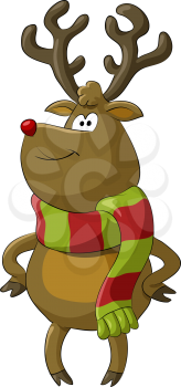 Royalty Free Clipart Image of a Red Nosed Reindeer