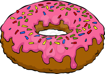 Royalty Free Clipart Image of a Sprinkle Donut