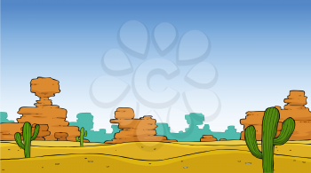 Royalty Free Clipart Image of a Cartoon Desert