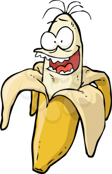 Doodle crazy banana on a white background vector illustration