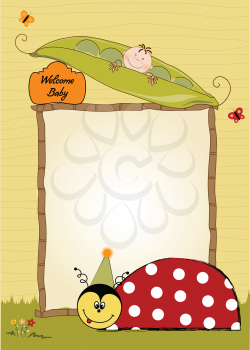 Royalty Free Clipart Image of a Baby Announcement With a Ladybug