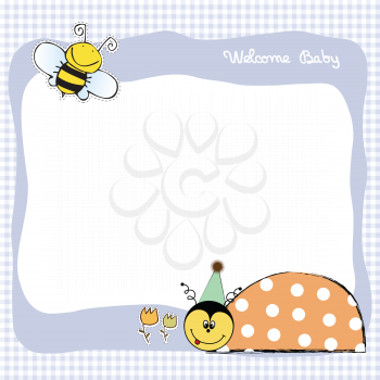 Royalty Free Clipart Image of a Birthday Announcement With a Ladybug and Bee