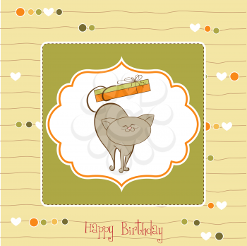 Royalty Free Clipart Image of a Birthday Card With a Cat