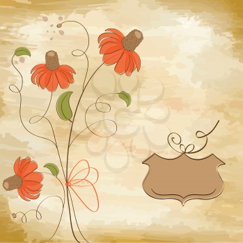 Royalty Free Clipart Image of a Flower Background With a Text Space