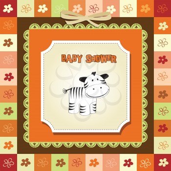 Royalty Free Clipart Image of a Baby Shower Invitation With a Zebra