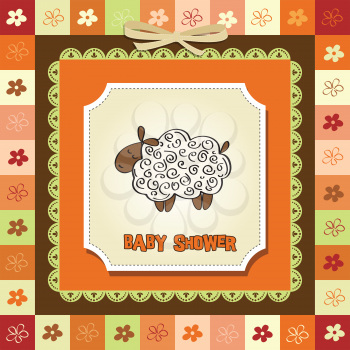 Royalty Free Clipart Image of a Sheep on a Baby Shower Invitation