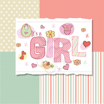 Royalty Free Clipart Image of a Baby Girl Announcement