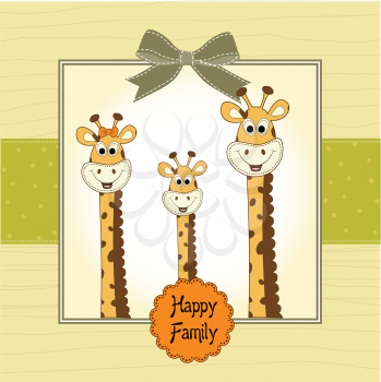 Royalty Free Clipart Image of a Happy Giraffe Family