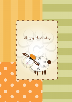 Royalty Free Clipart Image of a Birthday Greeting With a Sheep