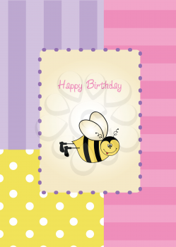 Royalty Free Clipart Image of a Birthday Card With a Bumblebee