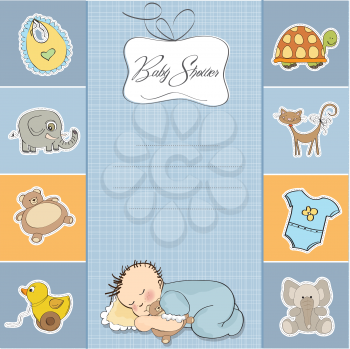 Royalty Free Clipart Image of a Shower Invitation for a Baby Boy